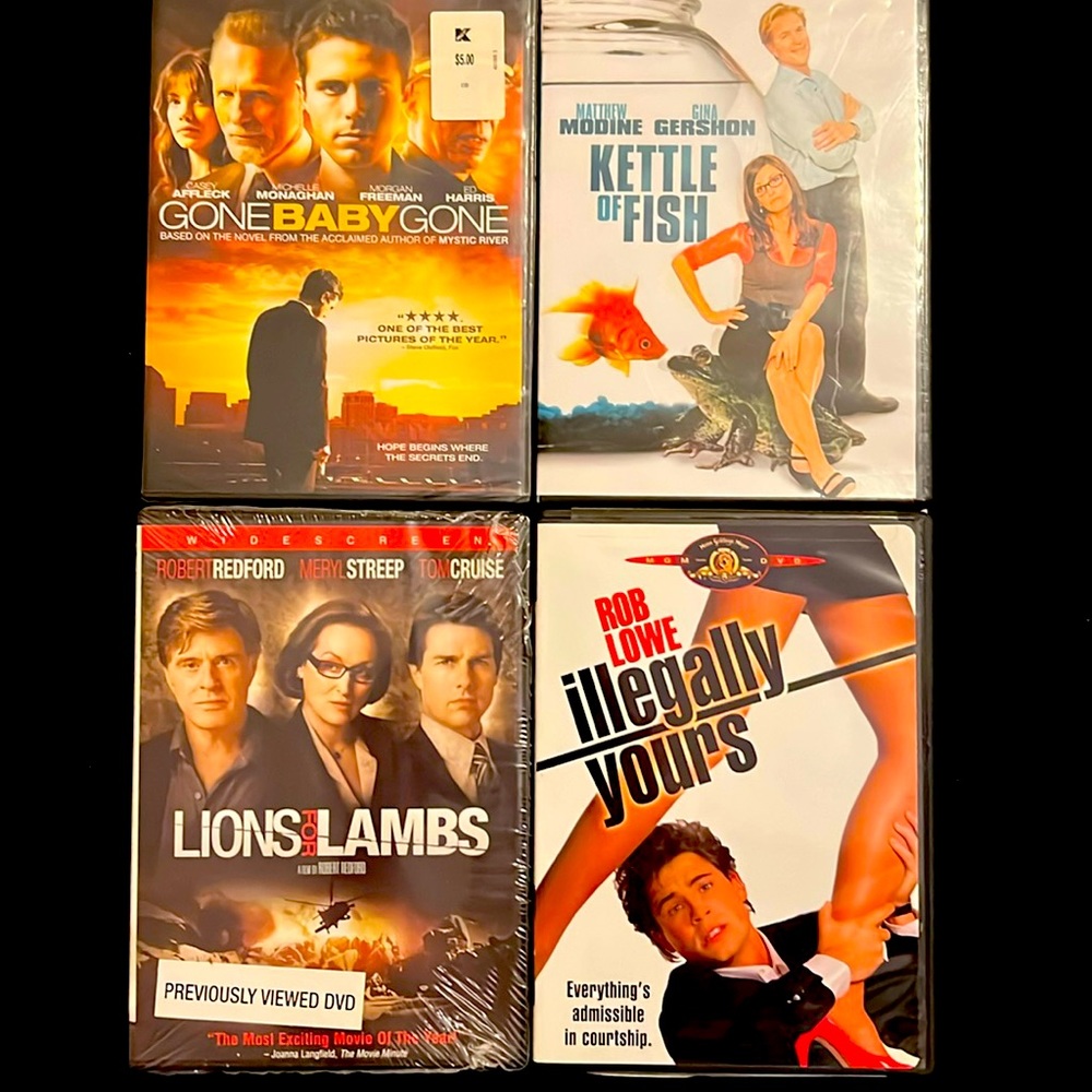 4 Movies! DVDs Gone Baby Gone, Lions for Lambs, Kettle of Fish & illegally yours